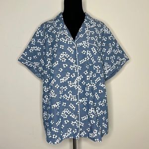DRAPER JAMES X LAND’S END Plus Size Blue Floral Top 2X